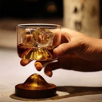 whiskey glass mountain wooden bottom wine transparent glass cup for whiskey wine vodka for bar club home kitchen1h