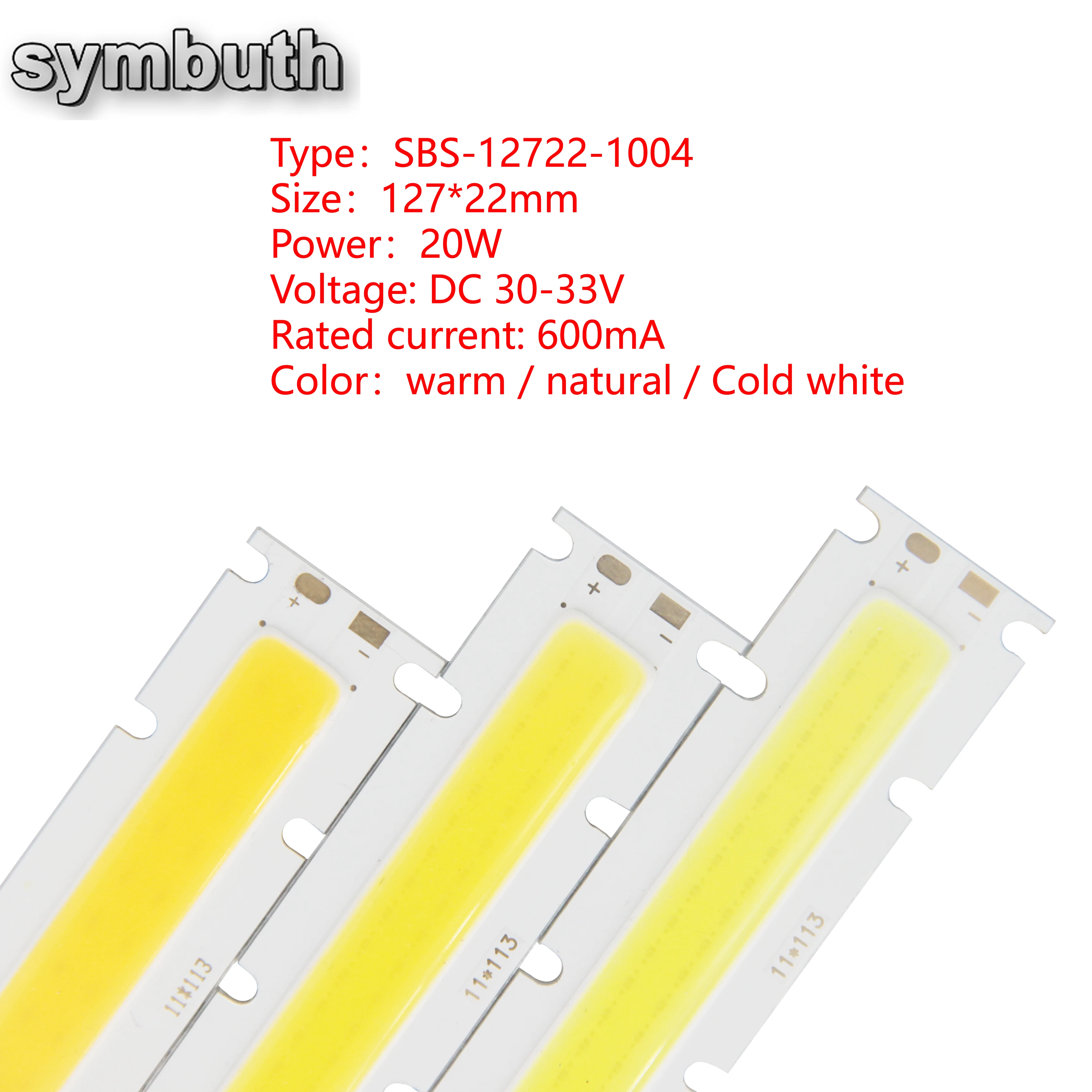 

5pcs/lot 20W 30-33V 600mA COB Light Source for Floodlight 127*22mm Bar Lights Strip LED Lamp DIY Bulb