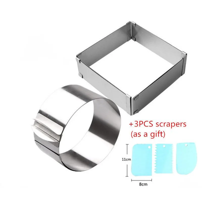 

Регулируемый мусс кольцо Нержавеющая сталь 3D круглые и квадратные торт выпечки инструменты кухонные формы Аксессуары Инструмент для укра...