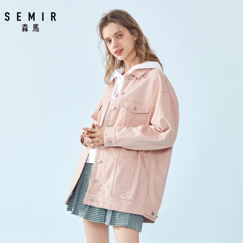 Куртка Semir женская с вышивкой свободный хлопковый пиджак лацканами в Корейском