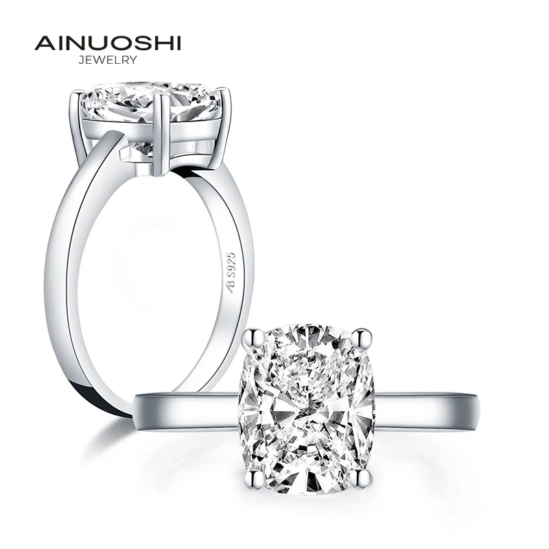 AINUOSHI 925 пробы серебро 3,0 карат огранка кушон пасьянс кольцо помолвка имитация алмаза женские серебряные обручальные кольца ювелирные изделия