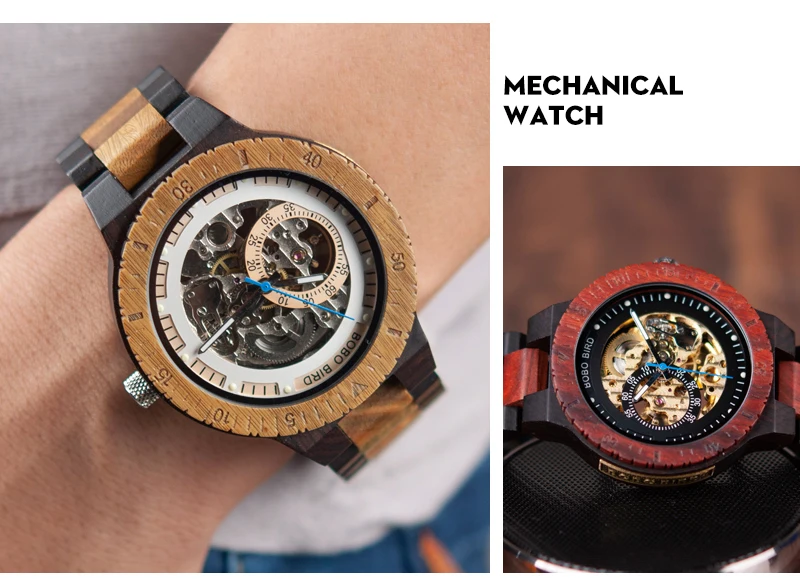 BOBO BIRD автоматические часы для мужчин reloj hombre деревянные наручные часы механические часы Relogio Masculino супер большой размер в деревянной коробке