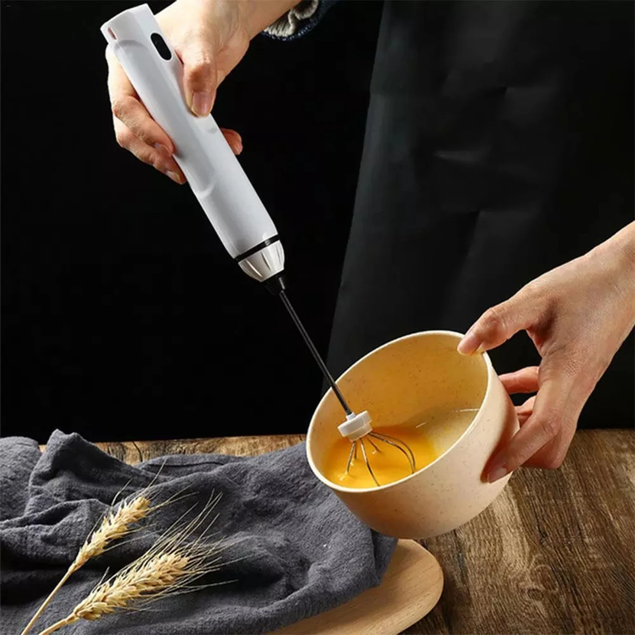 

USB Rechargeable Milk Frother Handheld Electric Foam Maker with 2 Stainless Whisk for Bulletproof Coffee Latte Cappuccino