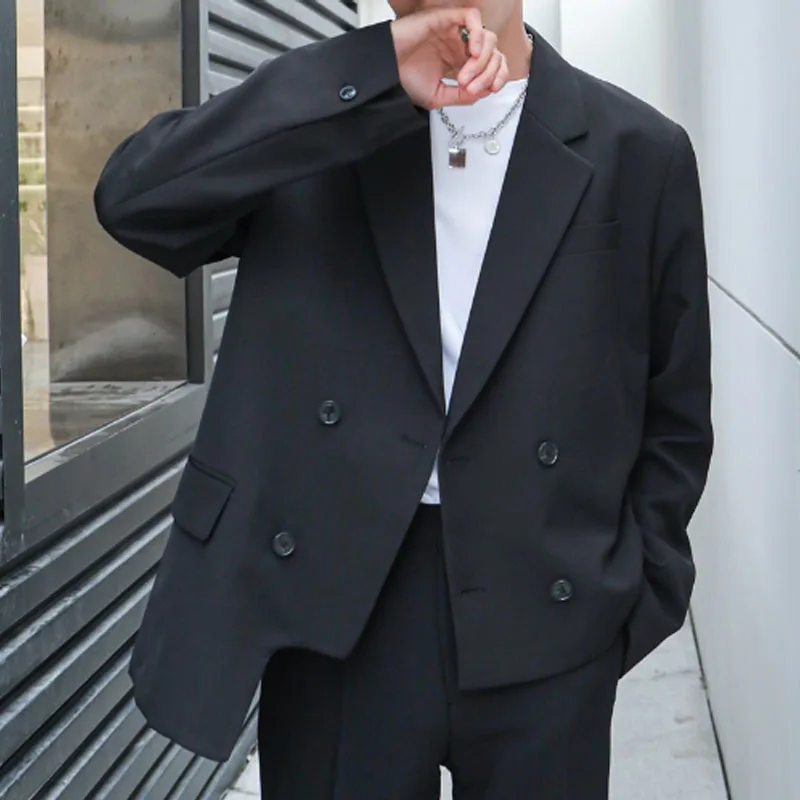 Мужской ассиметричный Двубортный повседневный костюм мужской пиджак Япония