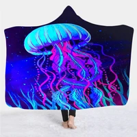 jellyfish hooded blanket 3d all over printed wearable blanket for men and women adults kids fleece blanket 03