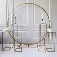 grand event geometric props backdrops arch flower outdoor lawn flowers door balloons rack iron circle wedding arch sash holders