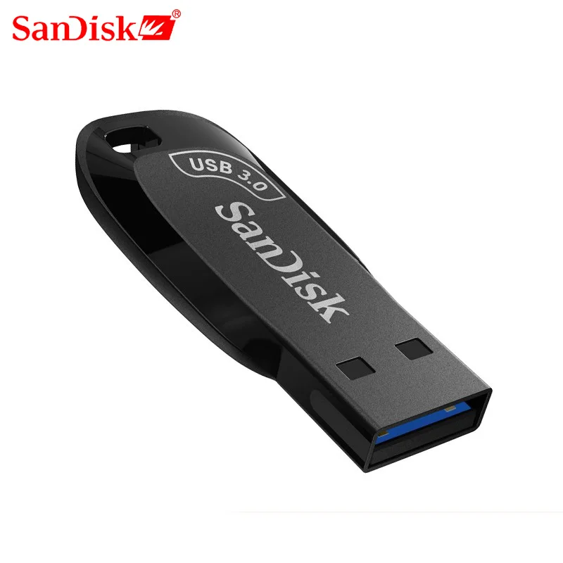 Флеш-Диск SanDisk USB 3 0 мини-флешка на 128 ГБ 64 32 с черным ремешком карта памяти для