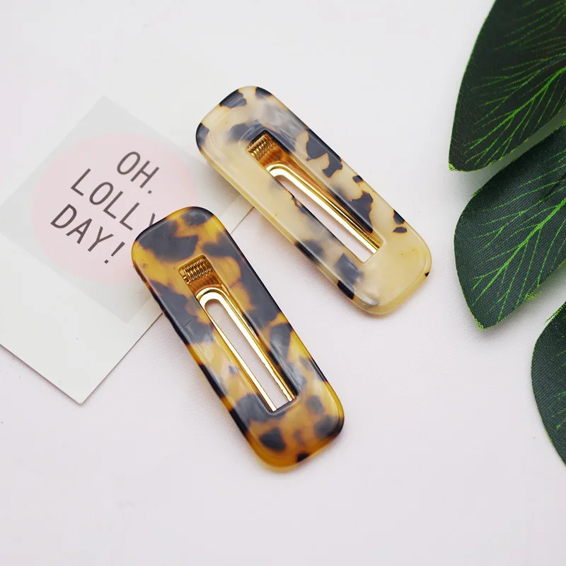 Новая модная женская акриловая заколка для волос пустотелая капля прямоугольная