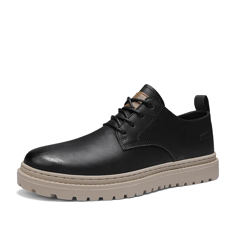 Beli Sneakers Kulit Pria Musim Gugur Sepatu Kasual Khaki Hitam Untuk Pria Sepatu Jalan Pria Nyaman Sepatu Kerja Pria Awet