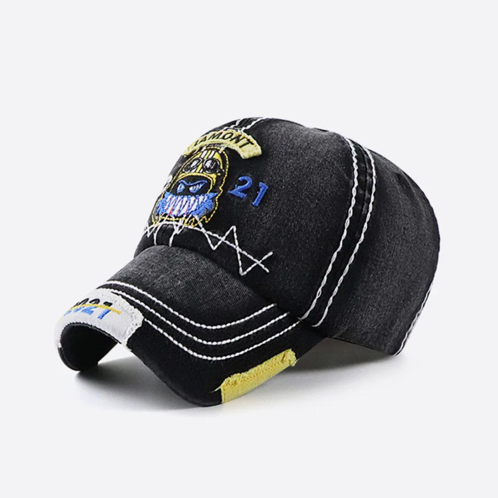 

100% Cotton Children Sport Hat 2021 New Boy Girl Cartoon Sun Cap Man Woman Embroidery Wash Old Small Size Baseball Cap 52-56cm