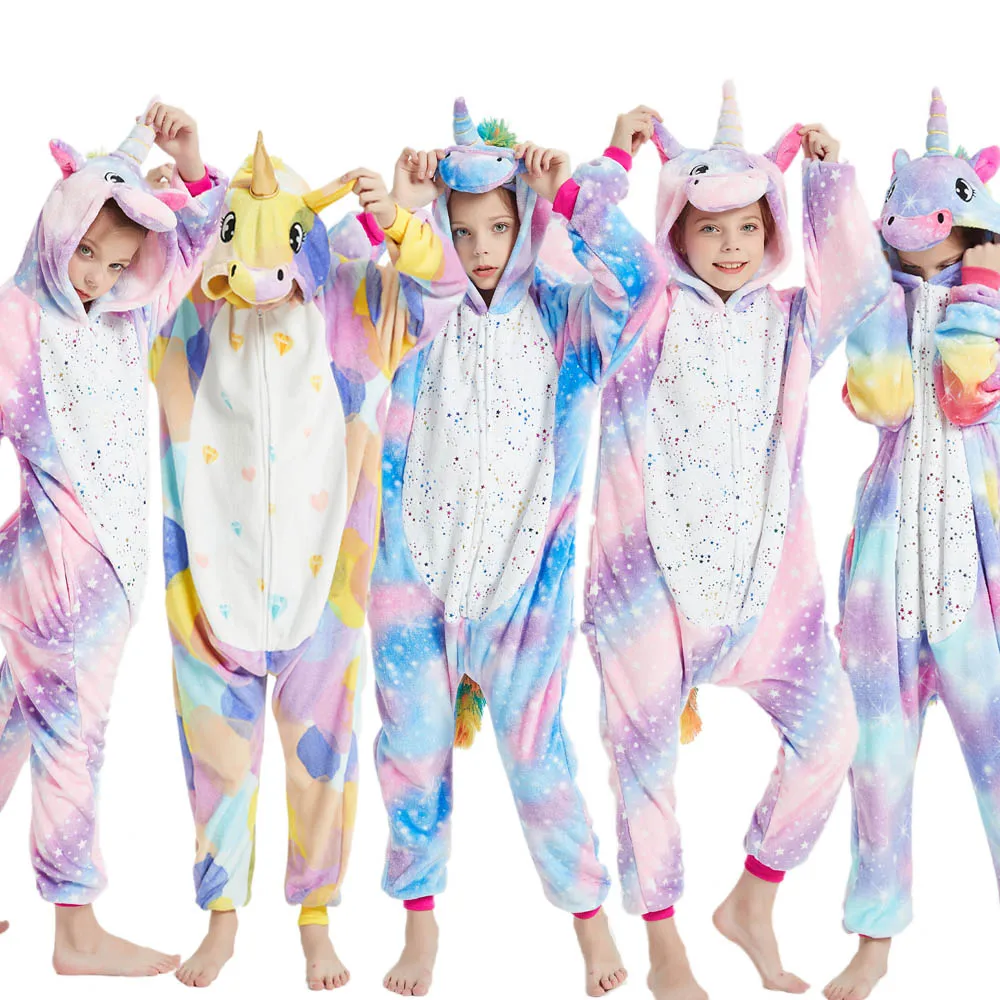 Пижамы кигуруми для мальчиков и девочек с рисунками животных единорог один
