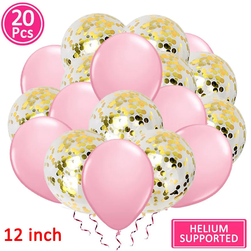 20pcs gold pink Первый с днем рождения воздушный шар из фольги номер шар баннер 1st для маленьких мальчиков и девочек вечерние украшения мой 1 один год поставки розовое золото - Цвет: 20pcs gold pink