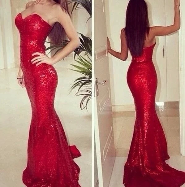 

ANGELSBRIDEP Sweetheart Mermaid Prom Dresses Vestidos de festa Bling Bling Sequined Court Train Evening Party Gowns HOT