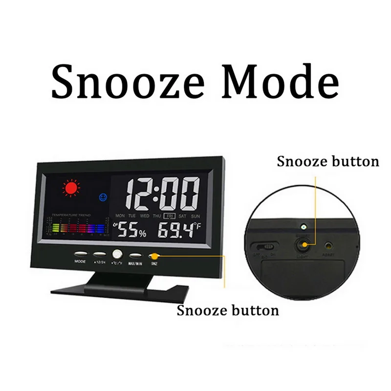 

Voice Control LCD Screen Thermometer Clocks indoor Humidity Monitor Electronic Digital Display Temperature Alarm Clock Calendar