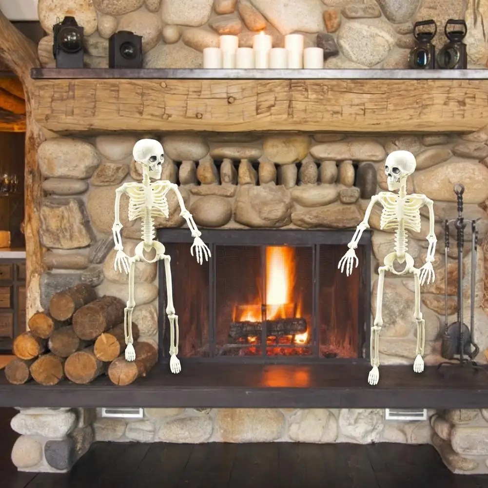 16-дюймовый Хэллоуин скелет ужас светящийся подвижный Череп Скелет реквизит для