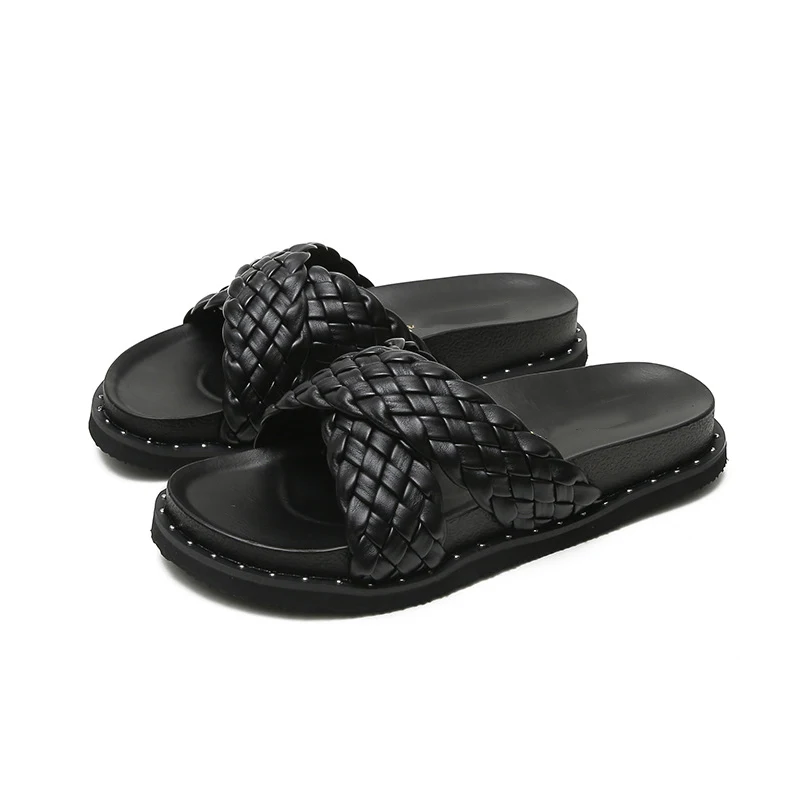 

Women Sandals Fashion Flats Sandals Female Slip on Casual Weave Women Shoes Ladies Platform Sandalias Plus Size