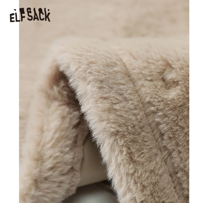 ELFSACK теплая кожаная куртка на молнии с серой лисой и буквенным принтом женская одежда зимняя Офисная Женская верхняя одежда в Корейском стиле