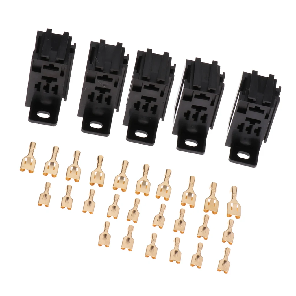 5 Pieces 5Pin 60A PCB Relay Holder Board Mount Socket with Terminals Black | Автомобили и мотоциклы