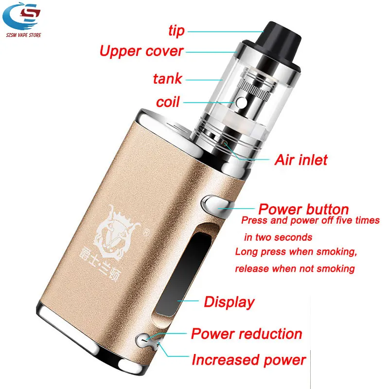 Электронная сигарета 80 Вт мод бокс набор встроенный аккумулятор 2000 мАч 3 мл Бак