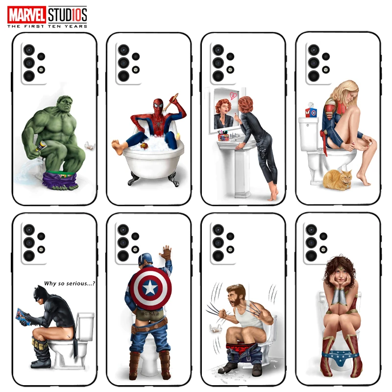 

Marvel Avengers Captain America Thor Spiderman Hulk Wolverine Captain Marvel Phone case For Samsung Galaxy A52 5G 4G Soft Coque