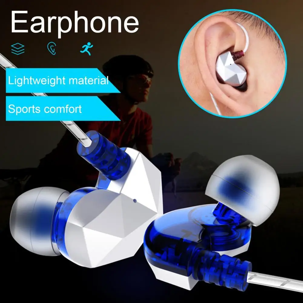 

S360 Noise Reduction Sports Running Earphones Fashion 3.5mm In-Ear Wired Headset Diamond Shaped Music Bass No Delay Earplugs