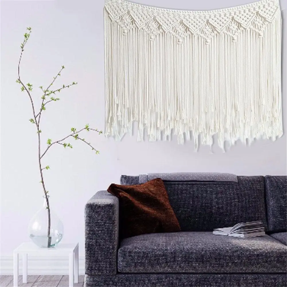 Макраме тканый настенный ручной богемный гобелен с геометрическим рисунком