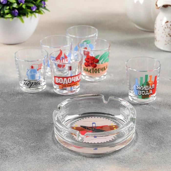 Набор подарочный &quotКрепкие напитки&quot 7 предметов: стопка 70 мл пепельница|Другие
