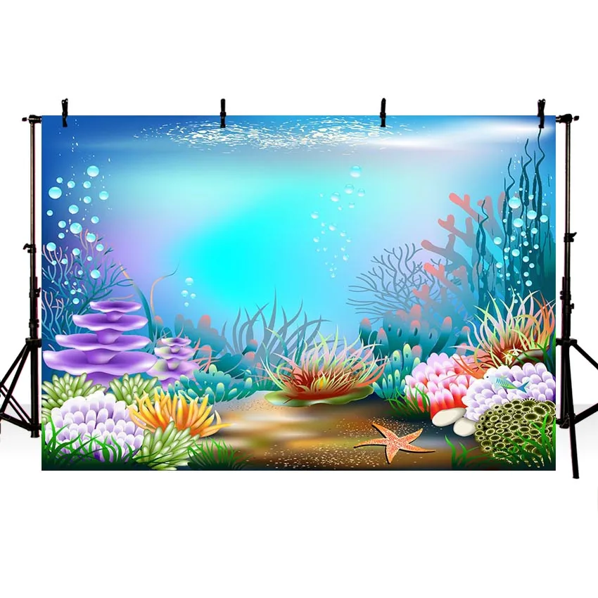

Under Sea Starfish Photography Backdrop Corals Ariel Princess Little Mermaid Baby Birthday Party Decorations Photo Background