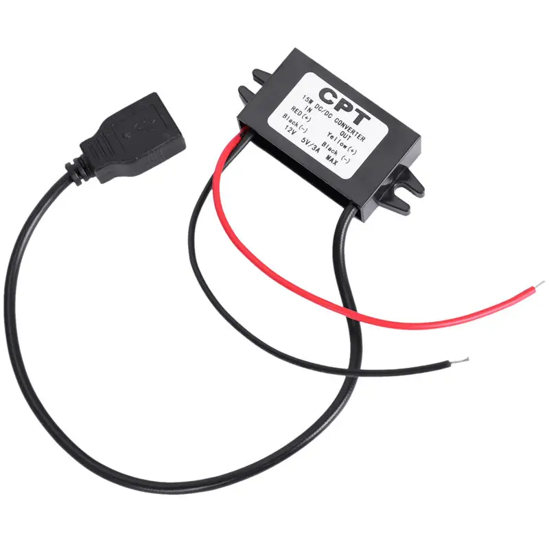 Power Converter Regulator DC 12V to 5V 3A 15W Step Down Waterproof Voltage Convert Transformer Connector Cable Car Charger 1 | Автомобили