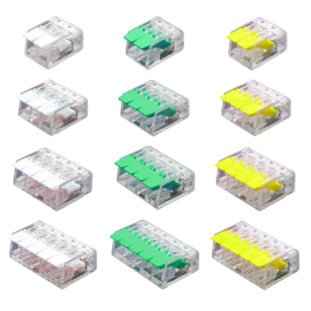 Wire Connector 25/50/100PCS Mini Quick Terminal Block Universal Compact Wire Splitter Transparent Shell Plug-in Wire Terminal