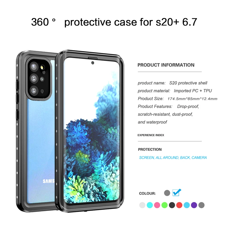

For Samsung Galaxy S20 Plus Waterproof Case IP68 Underwater shockproof Snowproof Case For S20 Plus 6.7inch Phone Case Cover