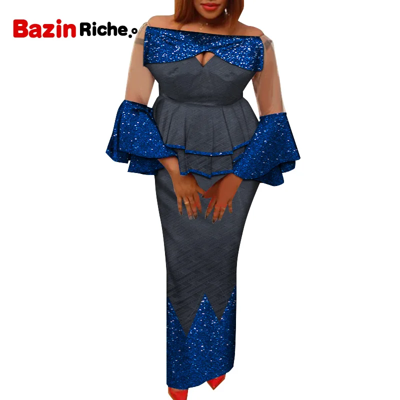 2 Piece African Set Skirt and Top Plus Size Custome 2021 Fashion Patchwork WY7984
