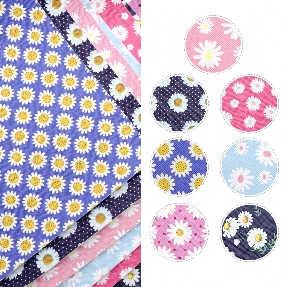 

7pcs Halloween Sunflower Faux Leather Fabric Sheet Vinyl Leather For DIY Home Textile Making Hair Bows Book Cover,1Yc11636