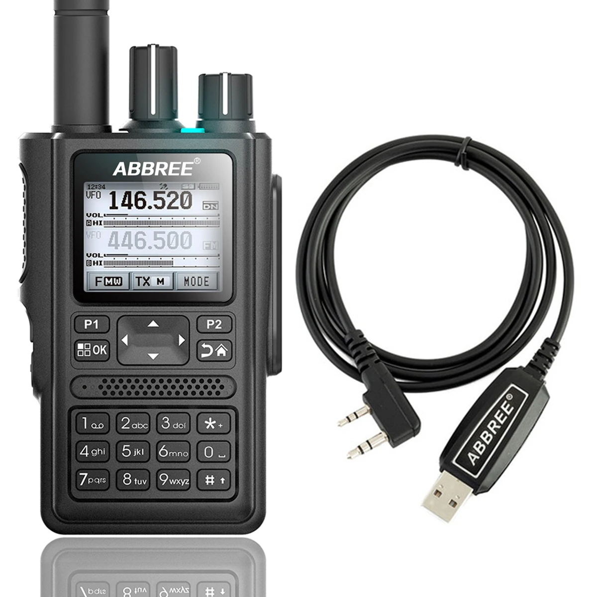 add program cable ABBREE AR-F8 gps 6 полос(136-520 МГц) 8 Вт 999CH Многофункциональный VOX DTMF SOS lcd цветной любительский Ham двухстороннее Радио рация - Цвет: add program cable