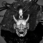 Ожерелье Oni Noh в стиле ретро с кожаной маской для мужчин и женщин, кулон из нержавеющей стали в форме монстра японской культуры, ювелирные изделия в стиле панк