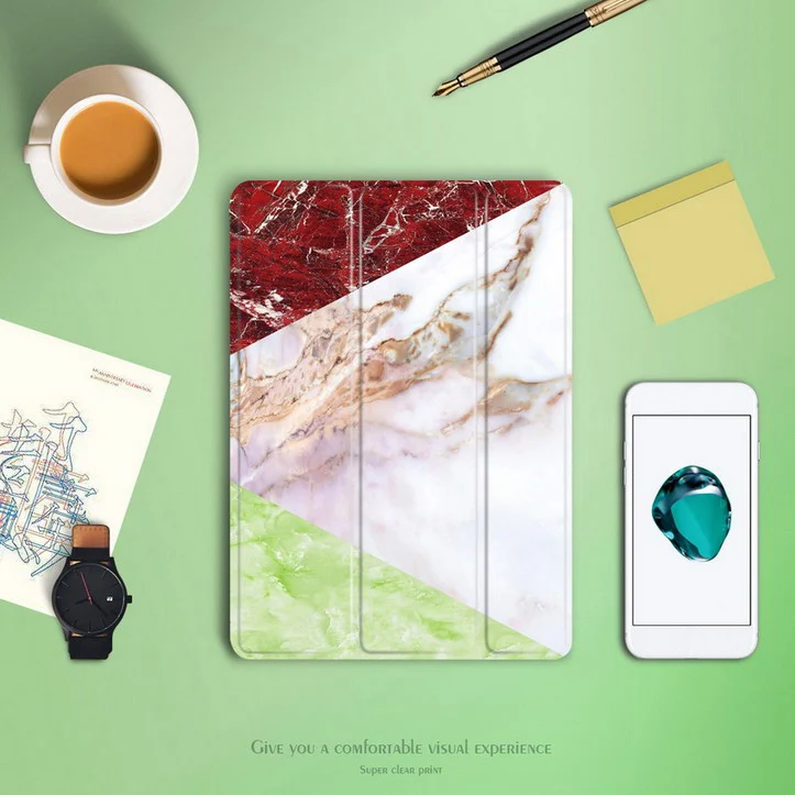 Чехол для ipad 9,7 дюймов 6th 'Pro 9,7 'для ipad 2 3 4: A1822A1954'A1673'A1396 сотовой сеткой из мягкой оболочки Smart sleep из искусственной кожи - Цвет: Marble 3