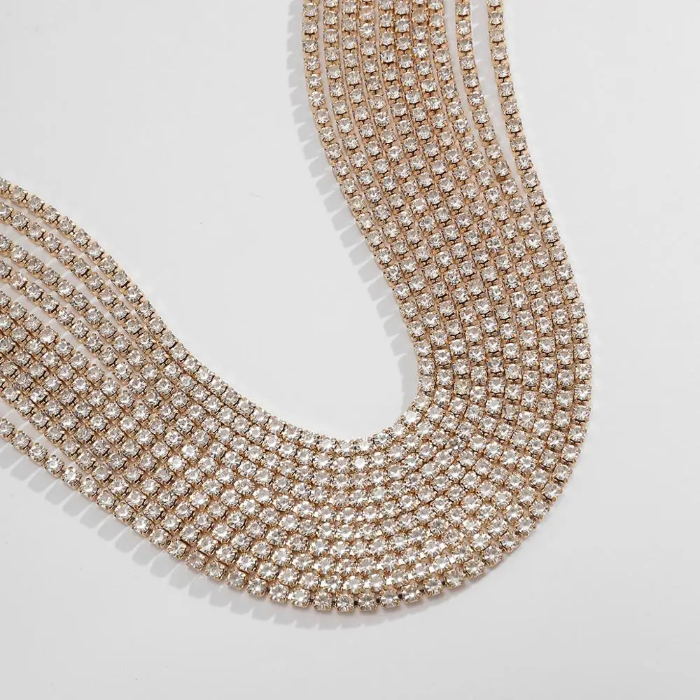

SHIXIN Hip Hop Layered Shiny Crystal Choker Necklace Colar for Women Short Rhinestone Necklaces on the Neck 2020 Jewelry Collier