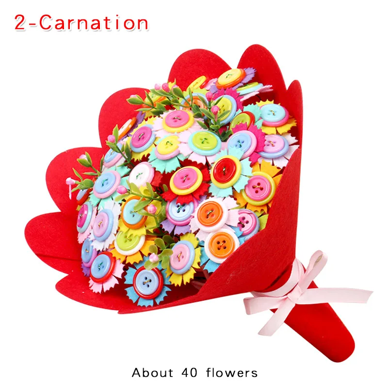 2-Carnation Детский Набор для творчества ручная работа художественный букет из искусственных цветов Свадебные цветы для домашнего декора игрушка-головоломка ученик отправка на День учителя подарок матери - Цвет: 2-Carnation