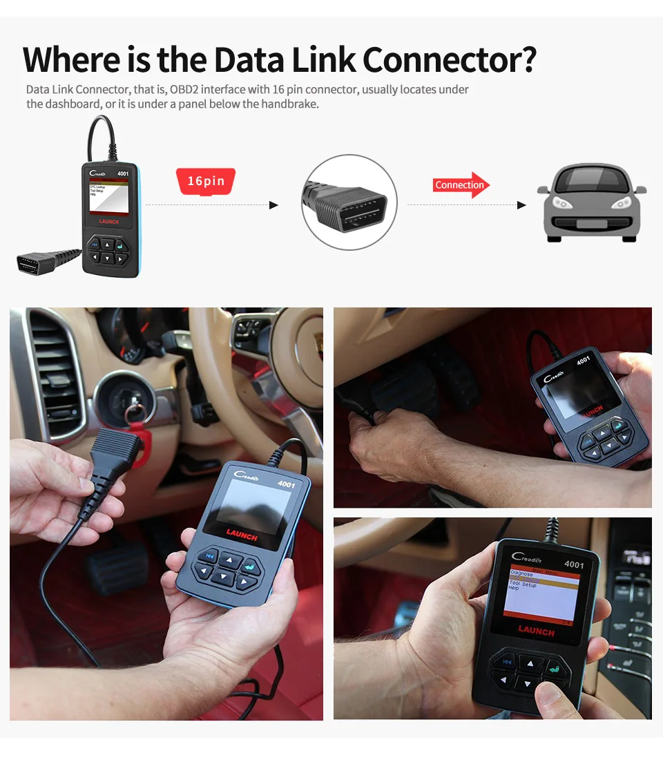 Launch CReader 4001 OBD OBD2 сканер DIY Автомобильный считыватель кодов CR4001 OBDII диагностический инструмент Бесплатное обновление X431 Creader V+ as autel AL319