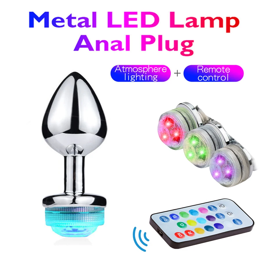 LED Anal Plug Metal Colorful Light Butt For Adult Game Dildo Realistic Intimate Goods Vagina Massager Toys NO Vibrator | Красота и