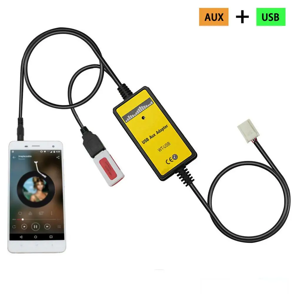 Автомобильный MP3 плеер радио Aux & USB вход Адаптер для Toyota Camry Lexus серии 6 + 6pin