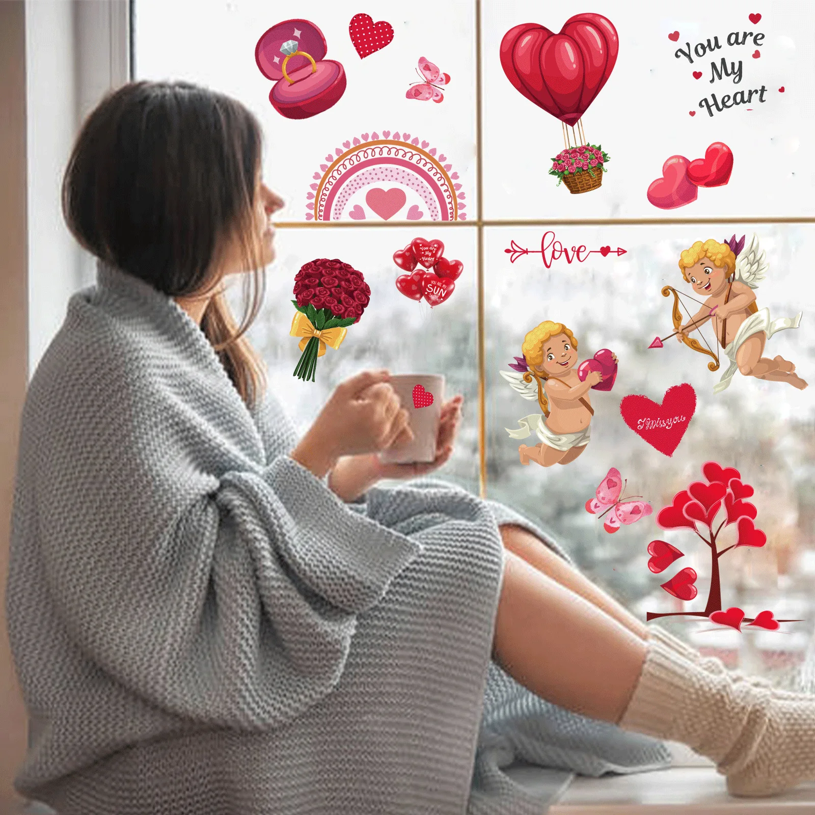 

Valentine's Day Window Glass Sticker Refrigerator Sticker Happy Valentine's Day Party Decor For Home Party Supplies Kids Girls