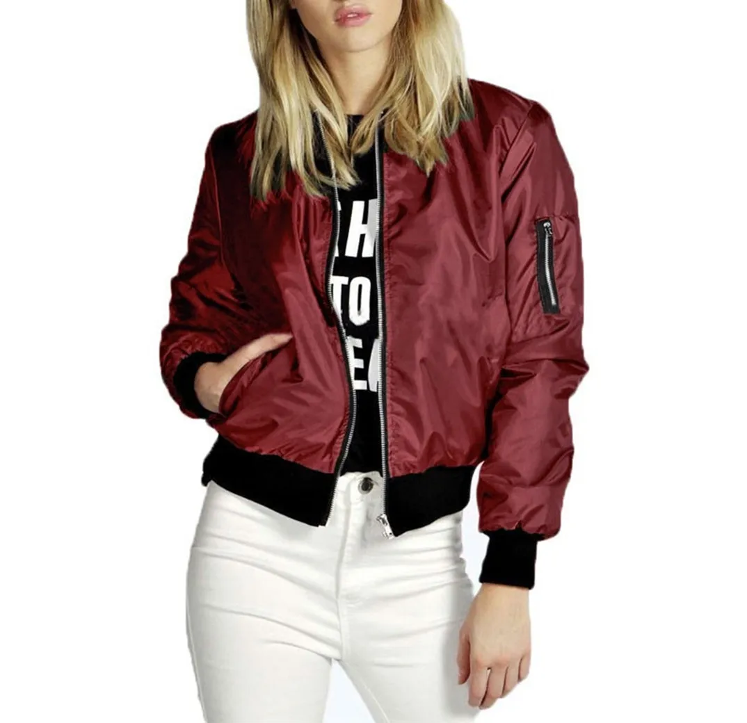 Женская ветровка с длинным рукавом тонкая|padded bomber jacket|bomber jacketfashion jacket |