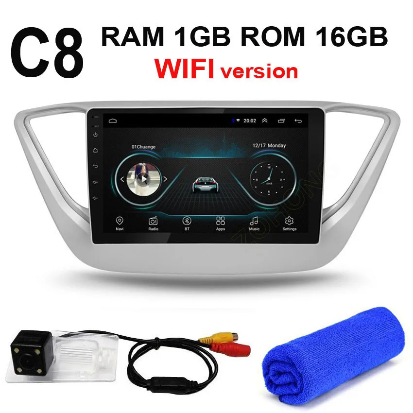 4G DSP 2+ 32Gb 2.5D Android 9,0 Автомобильный мультимедийный dvd-плеер для hyundai Solaris Авторадио автомобильный gps-навигация, радио, стерео - Цвет: C8 GPS CAM