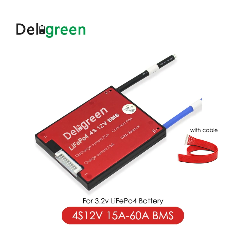 BMS 4S 12V 15A 25A 35A 45A 60A для LiFePO4 Аккумулятор литиевый аккумулятор с баланс из водонепроницаемого материала