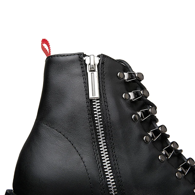 Martin boots men's Trendy Korean version of work lace-up British style thick-soled with round toes cowhide boo | Обувь