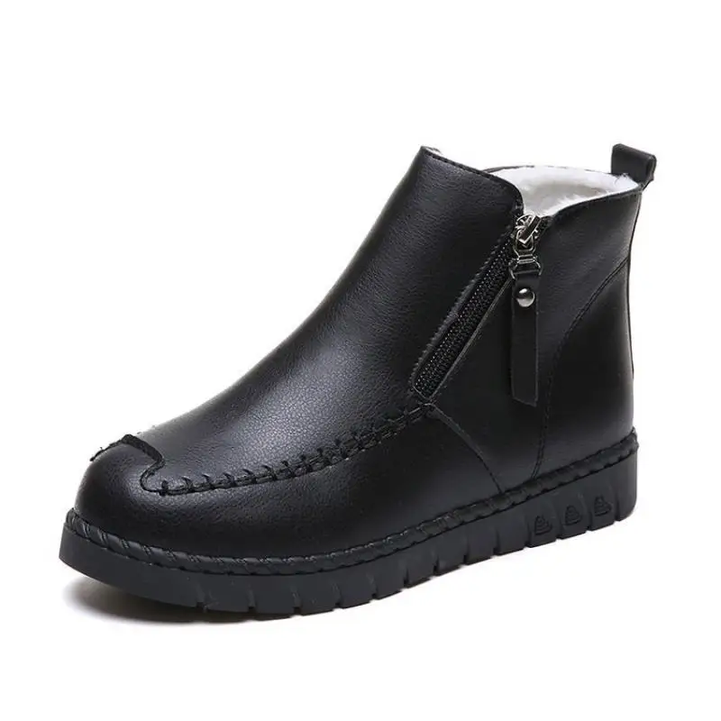 

Nice Winter Pop Fashion Men's Snow Boot Waterproof Fur Warm High-Top Non-Slip Men Casual Shoes Zip Solid Color Round Toe Shoes