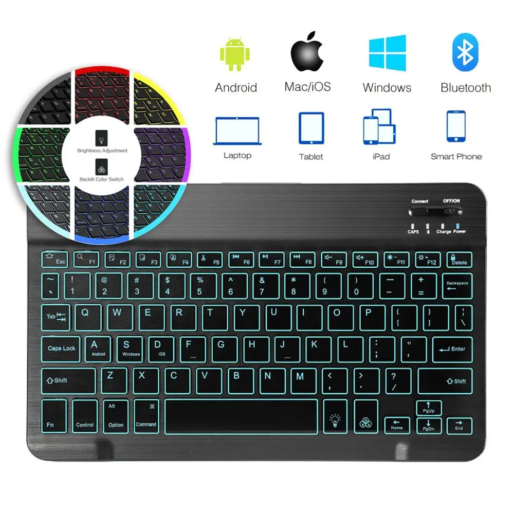 Беспроводная клавиатура Bluetooth для iPad с подсветкой планшет Android и Windows планшеты