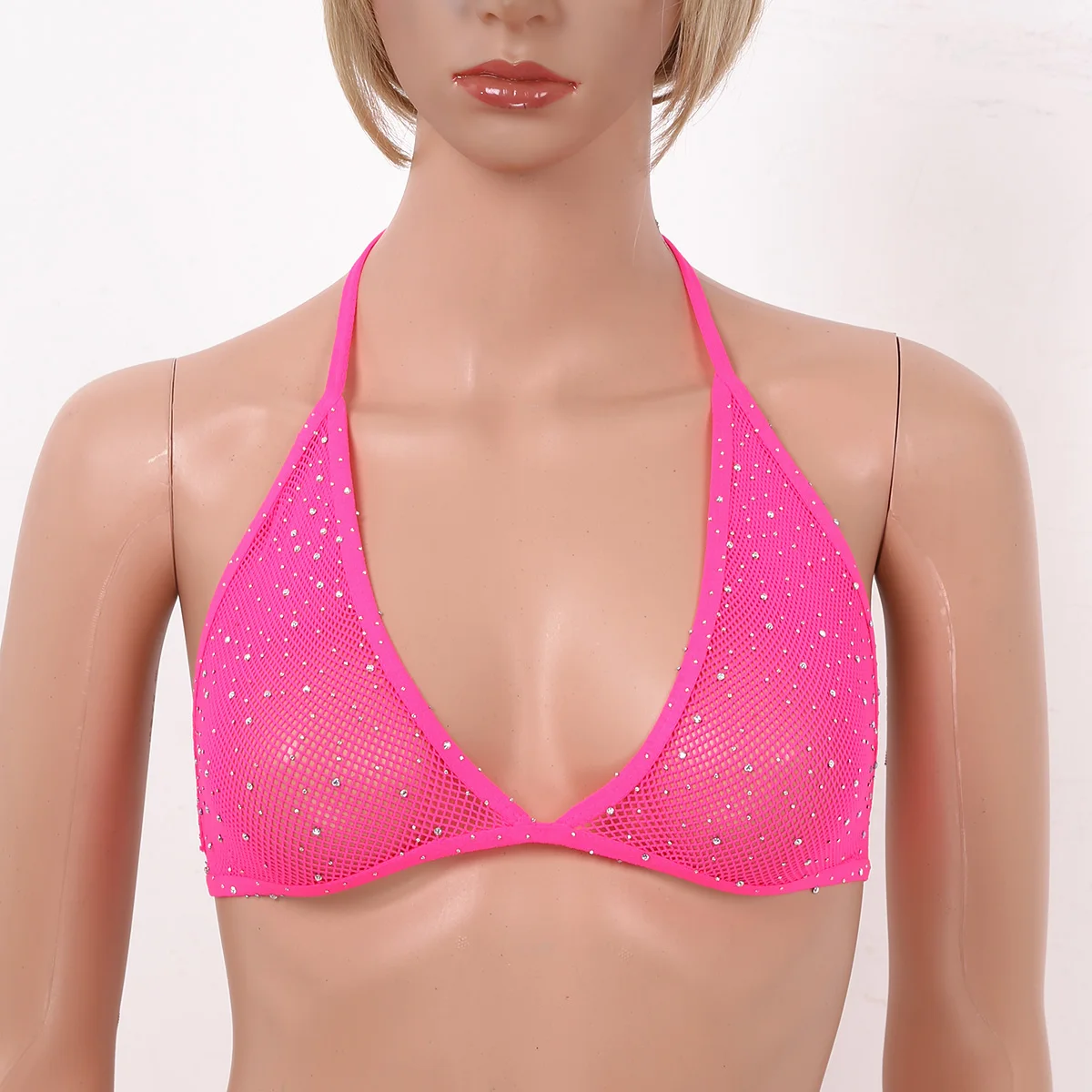 Женские блестящие стразы с лямкой через шею и открытой спиной ажурные