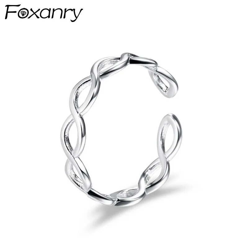 

Foxanry 925 Sterling Silver Charming Hollow Rings for Women Couples Engagement Jewelry New Fashion Accessories Gift